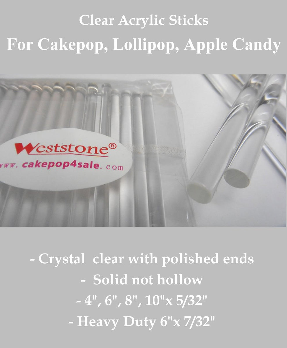 Clear Candy Sticks Reusable Acrylic Lollipop Cake Pops Sticks