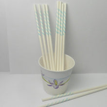 Load image into Gallery viewer, 100pcs 6" X 5/32" Paper Lollipop Sticks  - Baby Blue Stripe