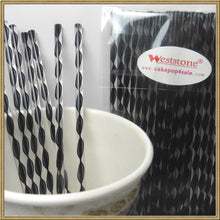 Load image into Gallery viewer, 100pcs 6" (15cm) Acrylic Sticks For Cake Pops or Lollipop Candy - Black Swirl