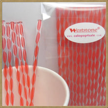 Load image into Gallery viewer, 100pcs 6" (15cm) Acrylic Sticks For Cake Pops or Lollipop Candy - Red Swirl