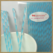 Load image into Gallery viewer, 100pcs 6" (15cm) Acrylic Sticks For Cake Pops or Lollipop Candy - Blue Swirl