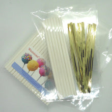 Load image into Gallery viewer, 100pcs 6" Lollipop Stick, 100 pcs Poly Bag,  100pcs Light Gold Twist Tie for cake pops in parties