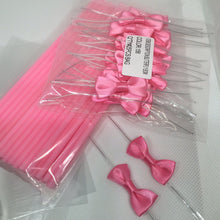 Load image into Gallery viewer, 25pcs x (6" pink Lollipop Stick + Bag + pink Bows) for cake pops