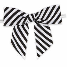 Load image into Gallery viewer, 50pcs 3 1/2" black and white stripes Satin Pre-Tied or Self-Adhesive Ribbon Bow for cello bags in wedding and Party (TTB35DSRW-50)