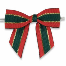 Load image into Gallery viewer, 50pcs 3 1/2" Red and Green Pre-Tied or Self-Adhesive Ribbon Bow for cello bags in Christmas Party