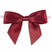 Load image into Gallery viewer, 50pcs 3 1/2" Burgundy Satin Pre-Tied or Self-Adhesive Ribbon Bow for cello bags in Christmas Party