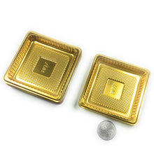 Load image into Gallery viewer, Weststone - Gold Square Plastic Plate 3 3/4" (10cm)- 25/Pack for Cupcakes, Muffins, Birthday Cakes and Other Mini Deserts