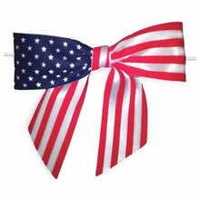 Load image into Gallery viewer, 50pcs 3 1/2" stars and stripes Satin Pre-Tied or Self-Adhesive Ribbon Bow for cello bags in wedding and Party (TTB35USA-50)
