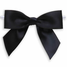 Load image into Gallery viewer, 50pcs 3 1/2" black Satin Pre-Tied or Self-Adhesive Ribbon Bow for cello bags  (TTB35BLA-50)