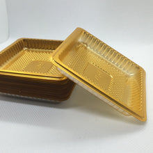 Load image into Gallery viewer, Weststone - Gold Square Plastic Plate 3 3/4" (10cm)- 25/Pack for Cupcakes, Muffins, Birthday Cakes and Other Mini Deserts