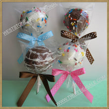 Load image into Gallery viewer, 25pcs 6" Lollipop Stick, 25 pcs Poly Bag, 25pcs Pre tied ribbon bows for cake pops