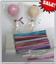 Load image into Gallery viewer, 100pcs 6" Lollipop Stick, 100 pcs Poly Bag,  100pcs Twist Tie for cake pops