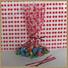 Load image into Gallery viewer, 25pcs 5"x8" Polka Dot Red gift bag and twist ties for wedding birthday party