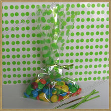 Load image into Gallery viewer, 25pcs 5"x8" Polka Dot Green gift bag and twist ties for wedding birthday party