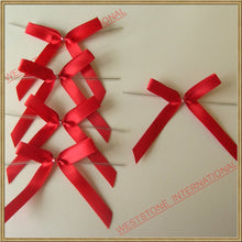 Load image into Gallery viewer, 25 Solid Red Satin Pre-Tied Ribbon Bow for cello bag in wedding and Party
