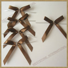 Load image into Gallery viewer, 25 Solid Brown Satin Pre-Tied Ribbon Bow for cello bag in wedding and Party