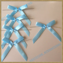 Load image into Gallery viewer, 25 Solid Blue Satin Pre-Tied Ribbon Bow for cello bag in wedding and Party