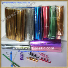 Load image into Gallery viewer, 1000 pcs 4 in Gold metallic twist ties for cello bags
