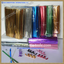 Load image into Gallery viewer, 1000 pcs 4 in Purple metallic twist ties for cello bags