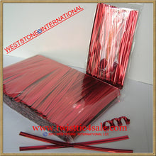 Load image into Gallery viewer, 1000 pcs 4 in Red metallic twist ties for cello bags