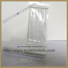 Load image into Gallery viewer, 1000 pcs 4 in White metallic twist ties for cello bags