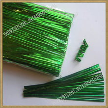 Load image into Gallery viewer, 1000 pcs 4 in Green metallic twist ties for cello bags