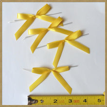 Load image into Gallery viewer, 25 Solid Yellow Satin Pre-Tied Ribbon Bow for cello bag in wedding and Party