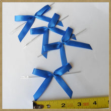 Load image into Gallery viewer, 25 Royal Blue Satin Pre-Tied Ribbon Bow for cello bag in wedding and Party