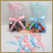 Load image into Gallery viewer, 25pcs 4"x6" footprints treat bags and ribbon bows for Baby Shower Party