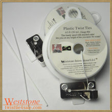 Load image into Gallery viewer, 65FT Plastic Twist Tie Spool with Cutter - White Oval