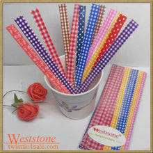 Load image into Gallery viewer, 50 pcs 5" Plaid Brown plastic twist ties for cello bags