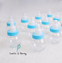 Load image into Gallery viewer, Amazon.com: Craft and Party 3" Mini Plastic Milk Bottle Fillable Baby Shower Favor Decoration (Blue): Home &amp; Kitchen