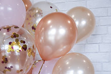 Load image into Gallery viewer, Amazon.com: HomyBasic Confetti Balloons 12" Pink SET 40.(Pink, Rose Gold, Champagne, Gold+Pink Confetti 10 EA) FREE 50m Ribbon +blow helper.Top Quality balloon for Toddler Girl Baby shower, Birthday Party,Wedding: Gateway