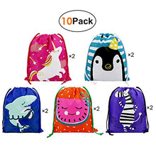 Load image into Gallery viewer, Amazon.com: BeeGreen Party Favors Bags 10 Pack 5 Designs, Cartoon Gift Candy Drawstring Bags Pouch, Treat Goodie Bags Kids Girls Boys Birthday: Gateway
