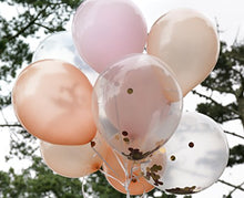 Load image into Gallery viewer, Amazon.com: HomyBasic Confetti Balloons 12" Pink SET 40.(Pink, Rose Gold, Champagne, Gold+Pink Confetti 10 EA) FREE 50m Ribbon +blow helper.Top Quality balloon for Toddler Girl Baby shower, Birthday Party,Wedding: Gateway