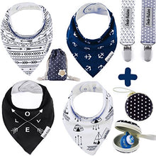 Load image into Gallery viewer, Amazon.com : BabyÂ Bandana DroolÂ Bibs by Dodo Babies + 2 Pacifier Clips + Pacifier Case in a Gift Bag, Pack of 4 Premium Quality For Boys or Girls, Excellent Baby Shower / Registry Gift : Gateway