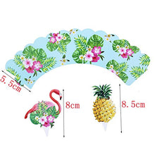 Load image into Gallery viewer, Amazon.com: ForPeak Flamingo Pineapple Cupcake Toppers Wrappers Set of 24 Tropical Theme Party Supply Double Side Printed for Birthday Baby Shower Wedding: Gateway