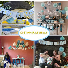 Load image into Gallery viewer, Amazon.com : Baby Shower Decorations for Boy kit, It's A Boy, Banner, Tissue Paper, Fans, Honeycomb Paper Balls, Tassels, Blue, Gold Foil, Hanging, Party Supplies, Indoor/Outdoor : Home &amp; Kitchen