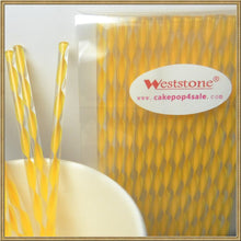 Load image into Gallery viewer, 100pcs 6&quot; (15cm) Acrylic Sticks For Cake Pops or Lollipop Candy - Yellow Swirl