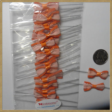 25 Pcs Pre-tied  Orange Ribbon Bows for Wedding Birthday Party