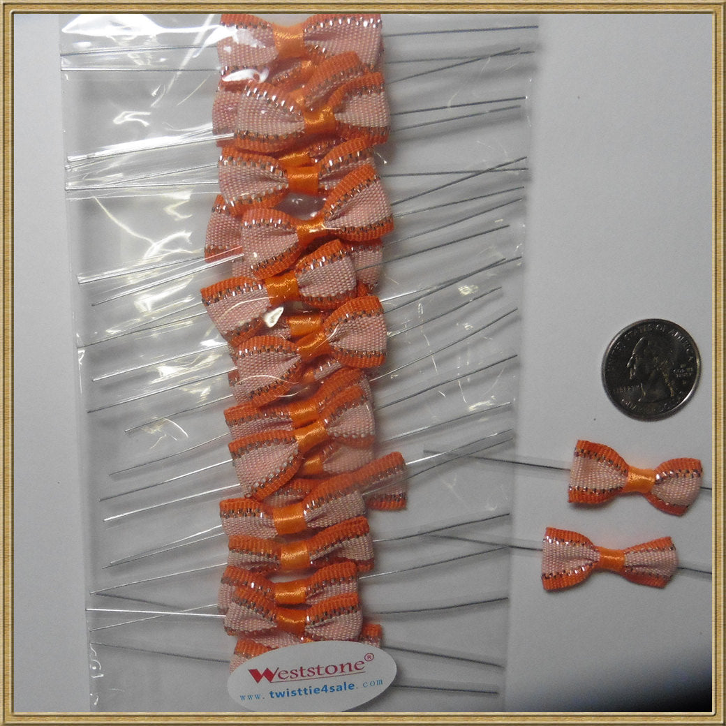 25 Pcs Pre-tied  Orange Ribbon Bows for Wedding Birthday Party