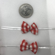 Load image into Gallery viewer, 25pcs Red Gingham 3 mm x 2 mm Pre-Tied Ribbon Bows in wedding or birthday Party