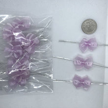 Load image into Gallery viewer, 25pcs Pink Silver plaid 3 mm x 2 mm Pre-Tied Ribbon Bows in wedding or birthday Party