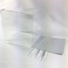 Load image into Gallery viewer, 20pcs Candy Apple Packing Sets - 4&quot;x4&quot;x4&quot; Candy Apple Box With 8mm Hole Top, 6”x7/32” Clear Pointed Sticks and 4”x4” Silver Paper Board