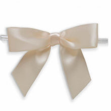 Load image into Gallery viewer, Weststone 50pcs Satin Cream Bows 3 1/2" Span x 2" Tail, Ribbon Width 1", Pre-Tied Bows or Self-Adhesive Bows (TTB35CRE)