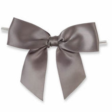 Load image into Gallery viewer, Weststone 50pcs Satin Grey Bows 3 1/2" Span x 2" Tail, Ribbon Width 1", Pre-Tied Bows or Self-Adhesive Bows (TTB35GRY)