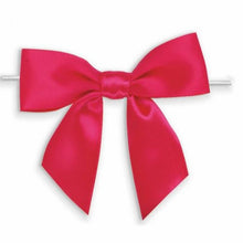 Load image into Gallery viewer, Weststone 50pcs Satin Hot Pink Bows 3 1/2" Span x 2" Tail, Ribbon Width 1", Pre-Tied Bows or Self-Adhesive Bows