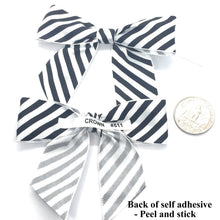Load image into Gallery viewer, Weststone 50pcs Satin Island Blue Bows 3 1/2" Span x 2" Tail, Ribbon Width 1", Pre-Tied Bows or Self-Adhesive Bows (TTB35IBL)