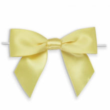 Load image into Gallery viewer, Weststone 50pcs Satin Lemon Bows 3 1/2" Span x 2" Tail, Ribbon Width 1", Pre-Tied Bows or Self-Adhesive Bows (TTB35LEM)