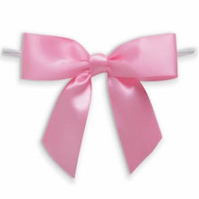Load image into Gallery viewer, Weststone 50pcs Satin Pink Bows 3 1/2" Span x 2" Tail, Ribbon Width 1", Pre-Tied Bows or Self-Adhesive Bows (TTB35PIN)